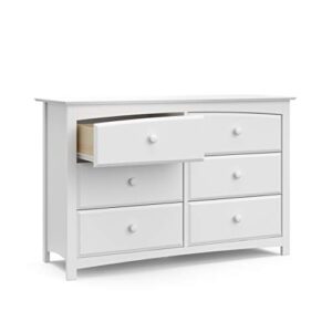 Storkcraft Kenton 6 Drawer Double Dresser (White) Dresser For Kids Bedroom, Nursery Dresser Organizer, Chest Of Drawers For Bedroom With 6 Drawers, Universal Design For Children’s Bedroom