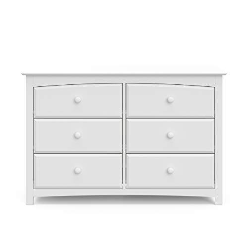 Storkcraft Kenton 6 Drawer Double Dresser (White) Dresser For Kids Bedroom, Nursery Dresser Organizer, Chest Of Drawers For Bedroom With 6 Drawers, Universal Design For Children’s Bedroom