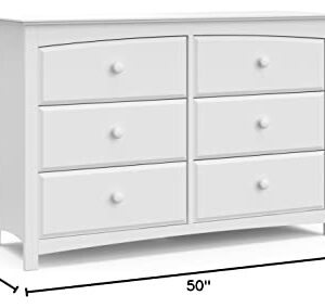 Storkcraft Kenton 6 Drawer Double Dresser (White) Dresser For Kids Bedroom, Nursery Dresser Organizer, Chest Of Drawers For Bedroom With 6 Drawers, Universal Design For Children’s Bedroom