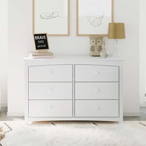 Storkcraft Kenton 6 Drawer Double Dresser (White) Dresser For Kids Bedroom, Nursery Dresser Organizer, Chest Of Drawers For Bedroom With 6 Drawers, Universal Design For Children’s Bedroom