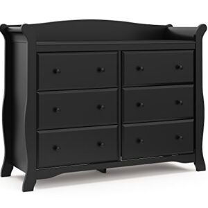 Storkcraft Avalon 6 Drawer Double Dresser (Black) – Dresser for Kids Bedroom, Nursery Dresser Organizer, Chest of Drawers for Bedroom with 6 Drawers, Classic Design for Children’s Bedroom