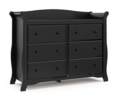 Storkcraft Avalon 6 Drawer Double Dresser (Black) – Dresser for Kids Bedroom, Nursery Dresser Organizer, Chest of Drawers for Bedroom with 6 Drawers, Classic Design for Children’s Bedroom