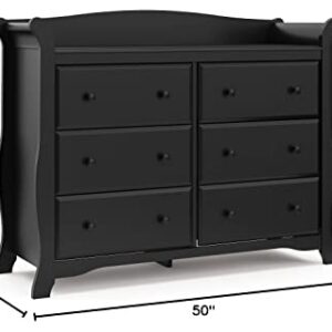 Storkcraft Avalon 6 Drawer Double Dresser (Black) – Dresser for Kids Bedroom, Nursery Dresser Organizer, Chest of Drawers for Bedroom with 6 Drawers, Classic Design for Children’s Bedroom