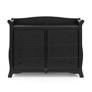 Storkcraft Avalon 6 Drawer Double Dresser (Black) – Dresser for Kids Bedroom, Nursery Dresser Organizer, Chest of Drawers for Bedroom with 6 Drawers, Classic Design for Children’s Bedroom