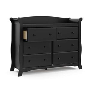 Storkcraft Avalon 6 Drawer Double Dresser (Black) – Dresser for Kids Bedroom, Nursery Dresser Organizer, Chest of Drawers for Bedroom with 6 Drawers, Classic Design for Children’s Bedroom