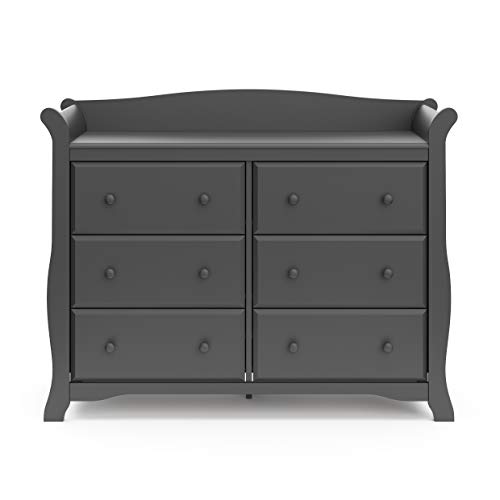 Storkcraft Avalon 6 Drawer Double Dresser (Gray) – Dresser for Kids Bedroom, Nursery Dresser Organizer, Chest of Drawers for Bedroom with 6 Drawers, 17.5x50x40.5 Inch (Pack of 1)