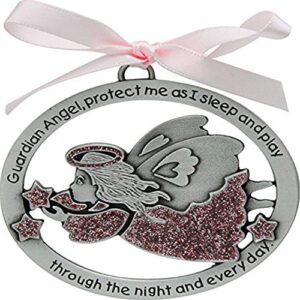 cathedral art (abbey & ca gift angel crib medal for jewelry making, one size, silver, pink