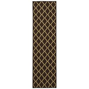 Machine Washable Elegant Trellis Design Non-Slip Rubberback 2x5 Traditional Runner Rug for Hallway, Kitchen, Bedroom, Entryway, 20" x 59", Brown