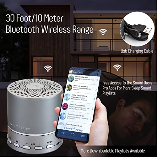 Sound Oasis Sleep Sound Machine, Bluetooth Speaker Big Bass Sound, Portable Home & Travel White Noise Machine, Relax and improve Sleep, 20 Built-in Non-Looping 8 hr Dr Developed Sleep, Tinnitus Masking, White Noise, Nature Sounds. Perfect for Sleep, Tinni