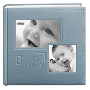 pioneer photo albums da-200colb/b 200-pocket embossed baby leatherette frame cover album for 4 by 6-inch prints, blue