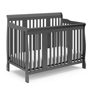 storkcraft tuscany 4-in-1 convertible crib, gray, easily converts to toddler bed, day bed or full bed, 3 position adjustable height mattress (mattress not included)
