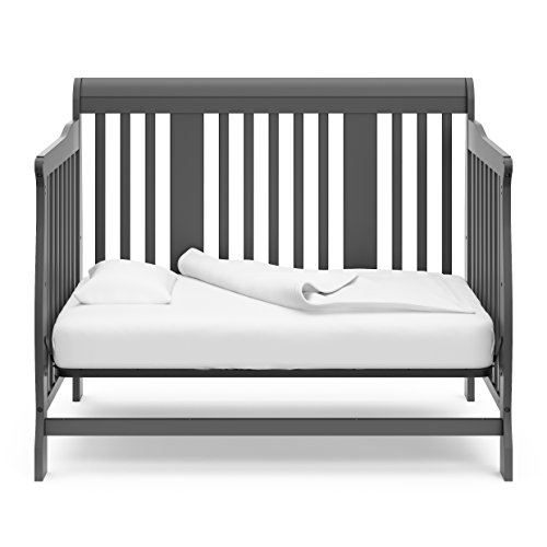 Storkcraft Tuscany 4-in-1 Convertible Crib, Gray, Easily Converts to Toddler Bed, Day Bed or Full Bed, 3 Position Adjustable Height Mattress (Mattress Not Included)