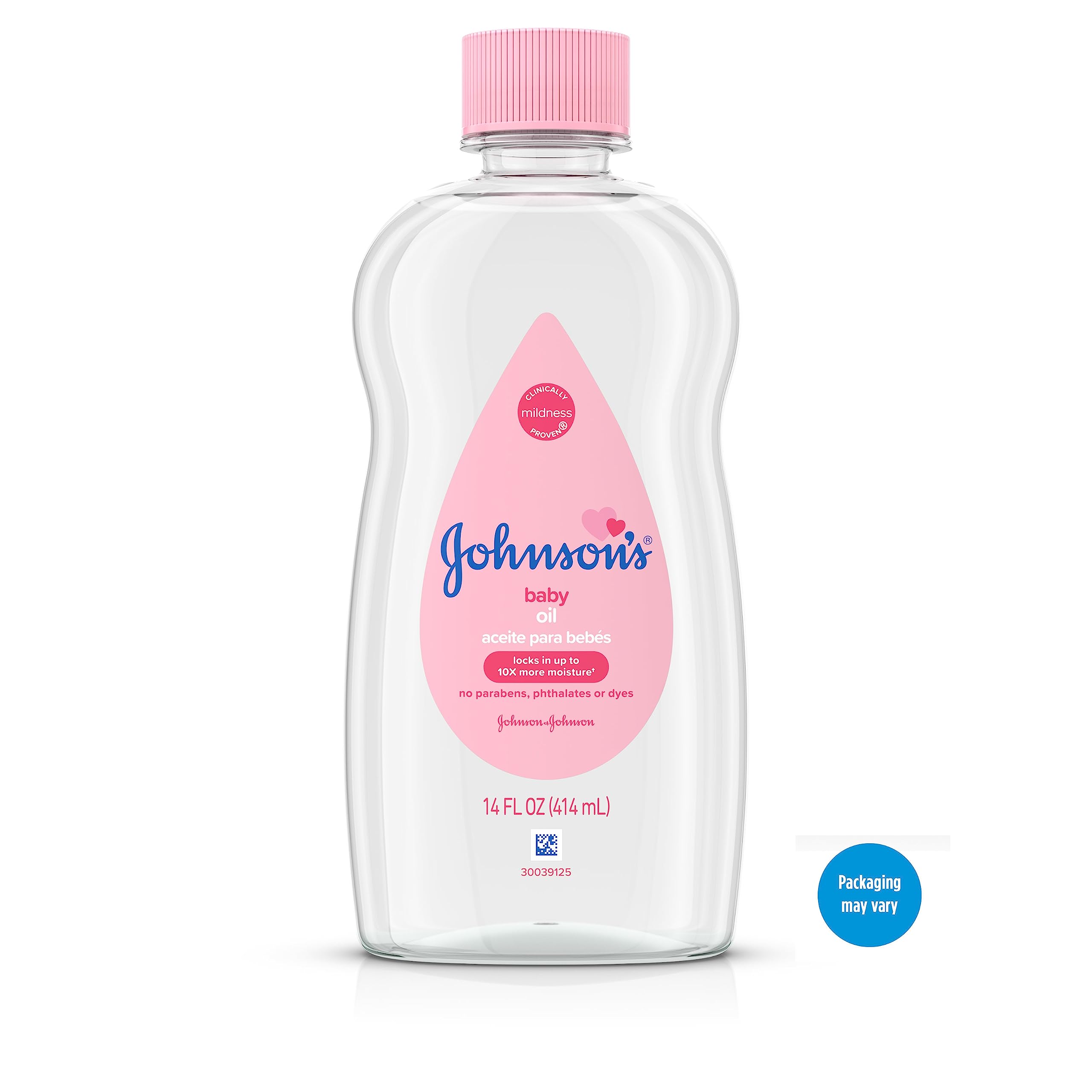 Johnson's Baby Oil, Pure Mineral Oil to help Prevent Moisture Loss for baby, Kids & Adults, Gentle & Soothing Baby Massage Oil for Dry Skin Relief, Original Scent, 14 fl. oz