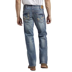 Silver Jeans Co. Men's Zac Relaxed Fit Straight Leg Jeans, Light Indigo, 34W x 32L