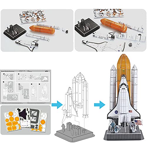 Liberty Imports 3D Puzzle DIY Model Set - Worlds Greatest Architecture Jigsaw Puzzles Building Kit (Space Shuttle Discovery)