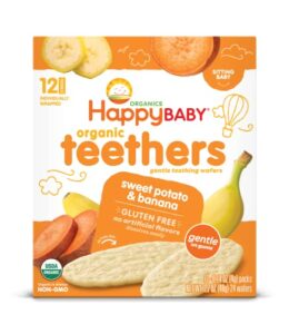 happy baby organics teether, banana & sweet potato, 12 count, pack of 6