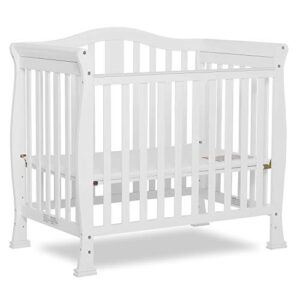 dream on me addison 4-in-1 convertible mini crib in white, greenguard gold certified, non-toxic finishes, built of new zealand pinewood, comes with 1” mattress pad