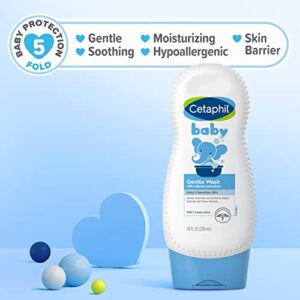 Cetaphil Baby Body Wash with Half Baby Lotion, Gentle Wash with Organic Calendula, Soothes Dry, Sensitive Skin for Everyday Use, Gentle Fragrance, Soap Free, Hypoallergenic, 7.8oz