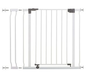 dreambaby liberty walk thru auto close baby safety gate set - with 3.5inch extension panel - fits 29.5-36.5inch openings - pressure mounted security gates - model l776 - white
