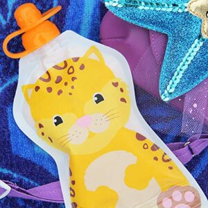 ChooMee SoftSip Food Pouch Tops | Orange Aqua + Purple Travel case | Prevent Spills and Protect Childs Mouth