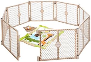 toddleroo by north states superyard indoor/outdoor 8-panel play baby yard, made in usa: safe play area anywhere. freestanding. 18.5 sq. ft. enclosure or 6.5 ft. corner to corner (26" tall, sand)