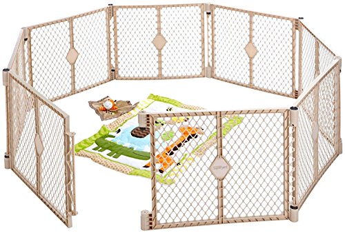 Toddleroo by North States Superyard Indoor/Outdoor 8-Panel Play Baby Yard, Made in USA: Safe play area anywhere. Freestanding. 18.5 sq. ft. enclosure or 6.5 ft. corner to corner (26" Tall, Sand)