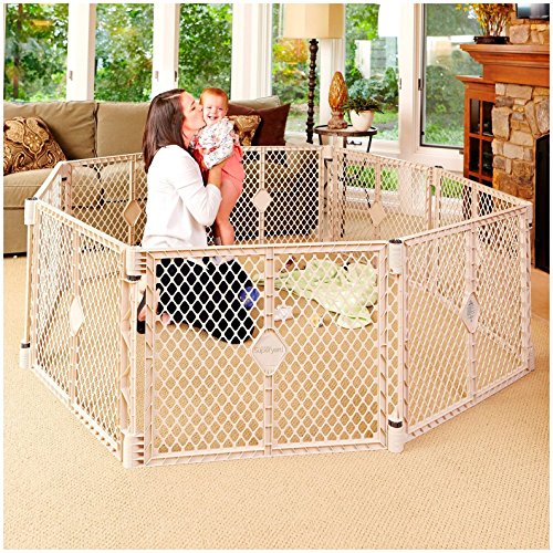 Toddleroo by North States Superyard Indoor/Outdoor 8-Panel Play Baby Yard, Made in USA: Safe play area anywhere. Freestanding. 18.5 sq. ft. enclosure or 6.5 ft. corner to corner (26" Tall, Sand)