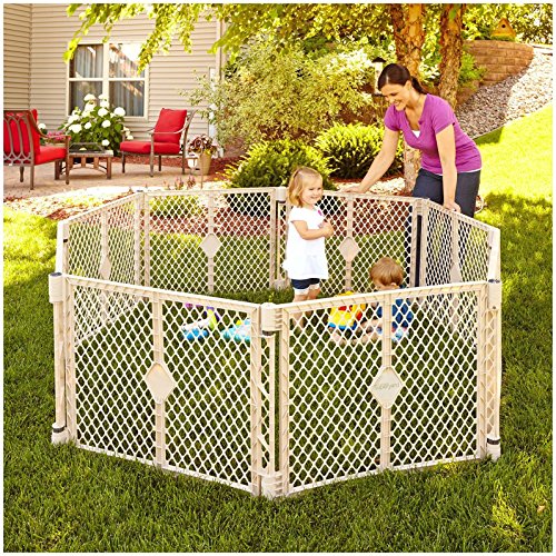 Toddleroo by North States Superyard Indoor/Outdoor 8-Panel Play Baby Yard, Made in USA: Safe play area anywhere. Freestanding. 18.5 sq. ft. enclosure or 6.5 ft. corner to corner (26" Tall, Sand)