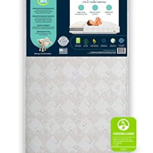 Delta Children Serta Tranquility Eco Firm 2-Stage 6" Premium Baby Crib Mattress & Toddler Mattress - Waterproof - GREENGUARD Gold Certified - 50 Year Warranty - Made in USA, 27.5x52x6 Inch, White (Pack of 1)