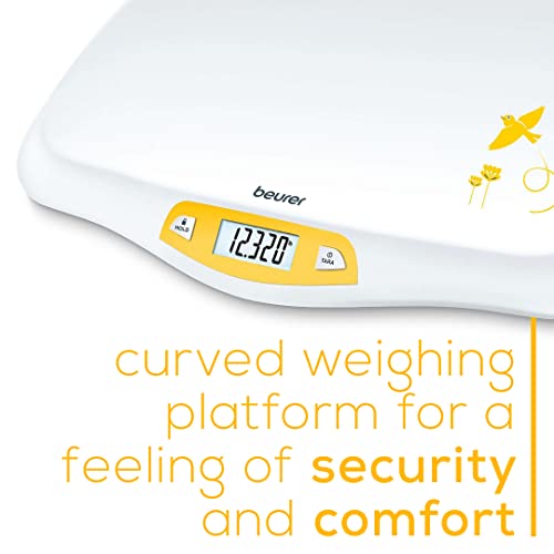 Beurer BY80 Digital Baby Scale, Infant Scale for Weighing in Pounds, Ounces, or Kilograms up to 44 lbs, Newborn Scale with Hold Function, Pet Scale for Cats and Dogs