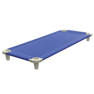 acrimet premium stackable nap cot (stainless steel tubes) (blue cot - grey feet) (1 unit)