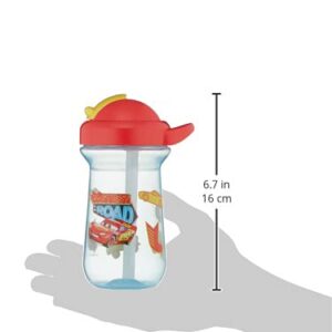 The First Years Disney/Pixar Cars Toddler Straw Cup - Spill Proof Flip Top Toddler Sippy Cups - 18 Months and Up - 10 Oz