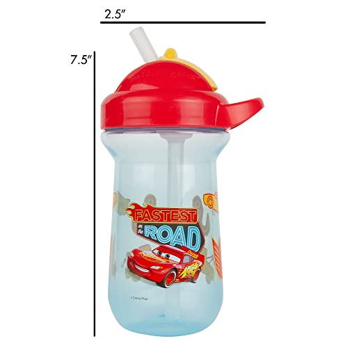 The First Years Disney/Pixar Cars Toddler Straw Cup - Spill Proof Flip Top Toddler Sippy Cups - 18 Months and Up - 10 Oz