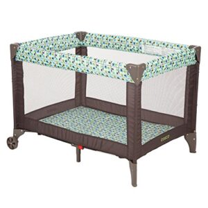 cosco funsport compact portable playard, lightweight, easy set up, foldable baby playpen with carry bag, elephant squares