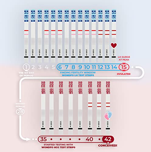 Wondfo 50 Ovulation Test Strips and 20 Pregnancy Test Strips Kit - Rapid Test Detection for Home Self-Checking (50 LH + 20 HCG) EXP:11/9/2023