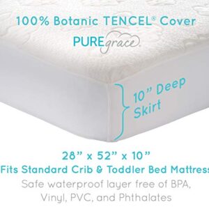 PUREgrace Crib Mattress Protector, Breathable Tencel Cover, Sensitive Skin Friendly Waterproof Pad