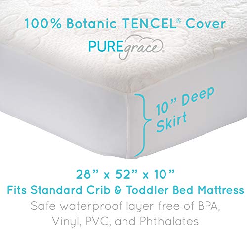 PUREgrace Crib Mattress Protector, Breathable Tencel Cover, Sensitive Skin Friendly Waterproof Pad