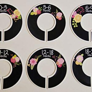 6 Baby Girl Nursery C191 Clothing Size Closet Dividers Chalkboard Flowers