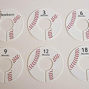 6 Baseball C196 Baby Boy Nursery Clothing Size Closet Dividers (1.25 Inch Rod)