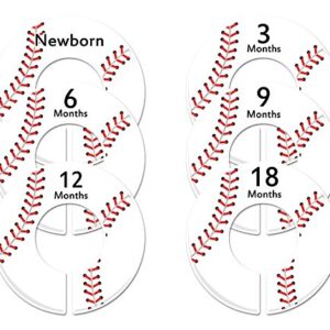 6 Baseball C196 Baby Boy Nursery Clothing Size Closet Dividers (1.25 Inch Rod)