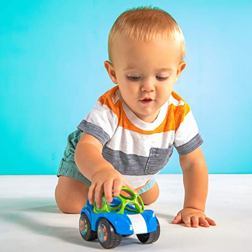 Bright Starts Oball Rattle & Roll Sports Race Car Toy Push and Go Vehicle, Easy Grasp, Ages 3 Months +, Blue