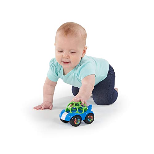 Bright Starts Oball Rattle & Roll Sports Race Car Toy Push and Go Vehicle, Easy Grasp, Ages 3 Months +, Blue