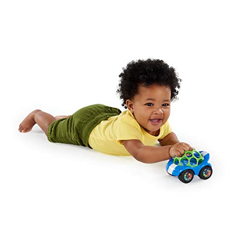 Bright Starts Oball Rattle & Roll Sports Race Car Toy Push and Go Vehicle, Easy Grasp, Ages 3 Months +, Blue