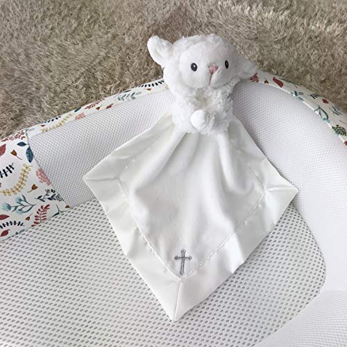 Baby Aspen Bedtime Blessings Lamb Lovie for Babies Security Blanket, Rattle, Newborn Baby Toy, White, 1 Count (Pack of 1)