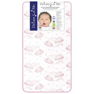 dream on me twilight 80 coil spring crib and toddler bed mattress, wave pink, 5"