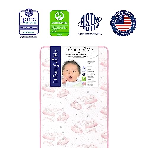 Dream On Me Twilight 80 Coil Spring Crib and Toddler Bed Mattress, Wave Pink, 5"