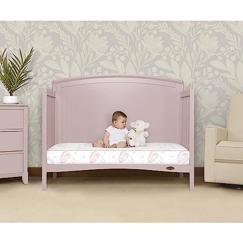 Dream On Me Twilight 80 Coil Spring Crib and Toddler Bed Mattress, Wave Pink, 5"