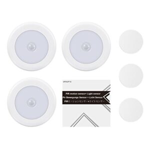 AMIR (Upgraded Version) Motion Sensor Lights, Battery-Powered LED Night Lights, Stick-Anywhere Closet Lights Stair Lights, Wall Lights for Hallway, Bathroom, Bedroom, Kitchen etc. (White - Pack of 3)