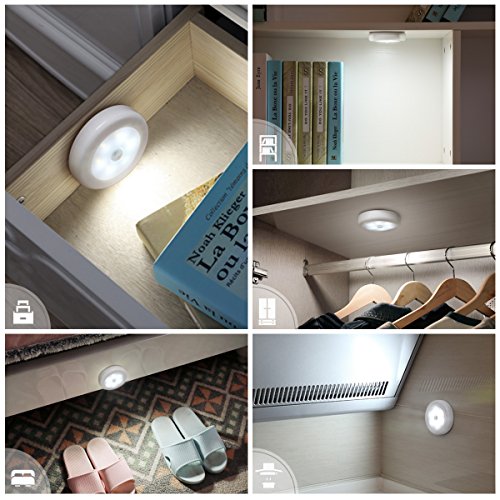AMIR (Upgraded Version) Motion Sensor Lights, Battery-Powered LED Night Lights, Stick-Anywhere Closet Lights Stair Lights, Wall Lights for Hallway, Bathroom, Bedroom, Kitchen etc. (White - Pack of 3)