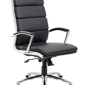 Boss Office Products CaressoftPlus Executive Chair, Traditional, Metal Chrome Finish 30D x 27W x 42H in